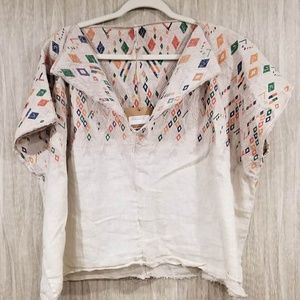 MAGNOLIA PEARL ANDI CROPPED LINEN PONCHO